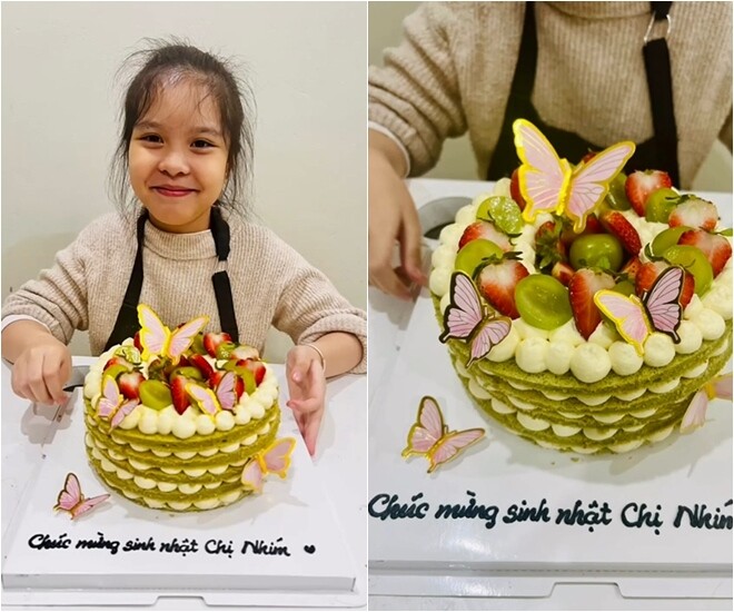 Thành quả cuối cùng là chiếc bánh sinh nhật đẹp mắt và đầy tình cảm.