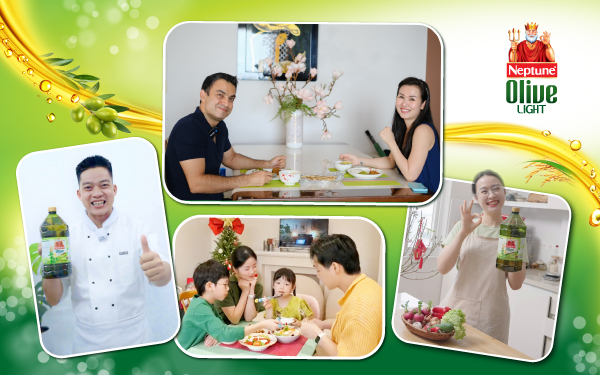 Sản phẩm dầu ăn Neptune Olive Light trong gian bếp hiện đại